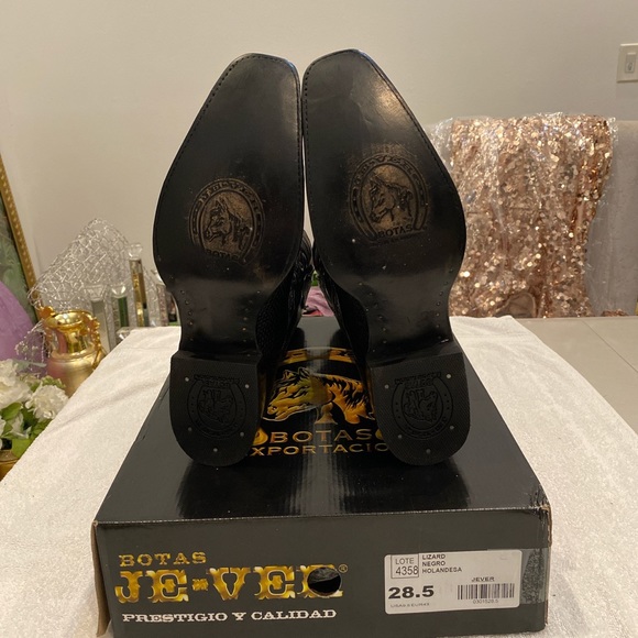 New with tags JE-VER real Lizard leather men’s cowboy boots size 9.5 USA - Picture 8 of 8